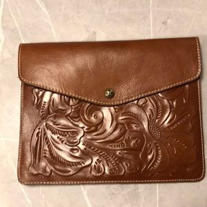 Patricia Nash brown leather clutch